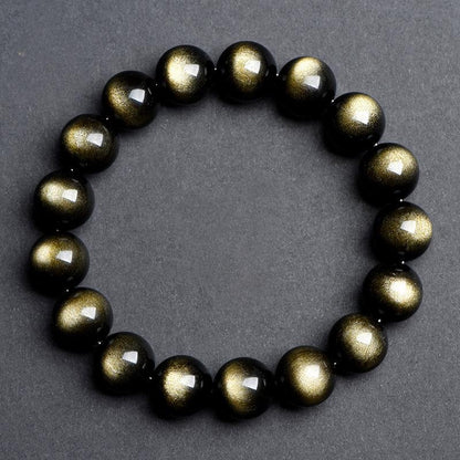 Natural Double Eye Obsidian Bracelet – Gold & Silver Black Obsidian