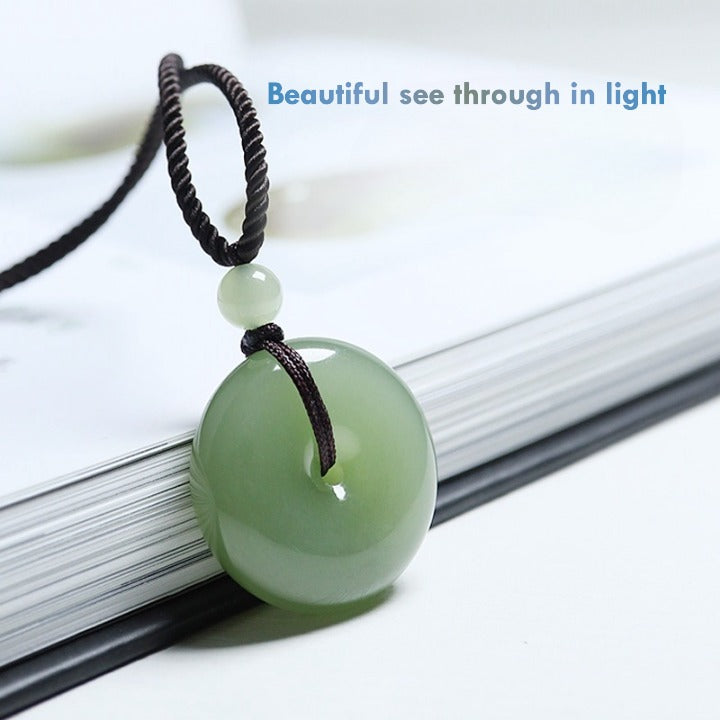 Premium Certified Hetian Jade Donut Necklace – Authentic Natural Jade Pendant