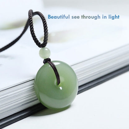 Premium Certified Hetian Jade Donut Necklace – Authentic Natural Jade Pendant