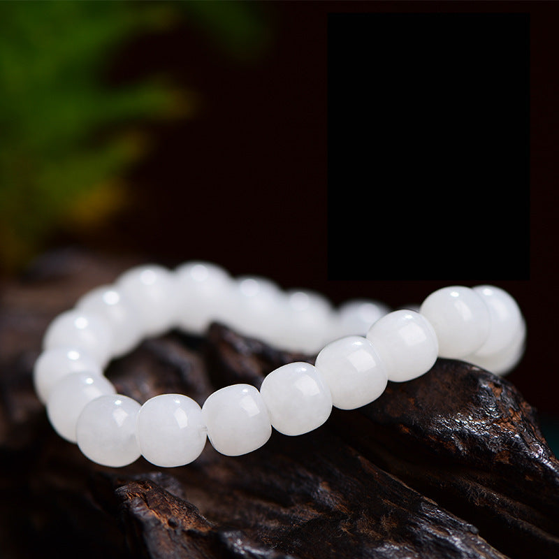 Certified Pure Elegance White Hetian Jade Bracelet - Harmony & Balance