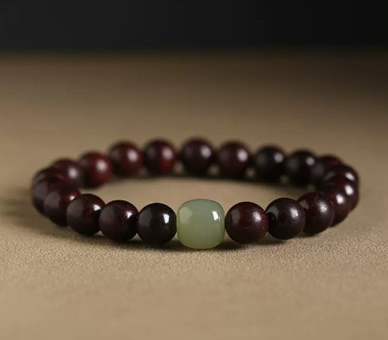 Hetian Nephrite Jade & Sandalwood Bracelet - Serenity & Balance