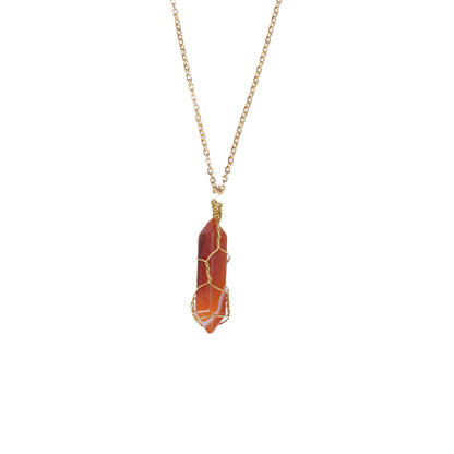 Carnelian Raw Stone Necklace - Vitality, Courage, and Motivation