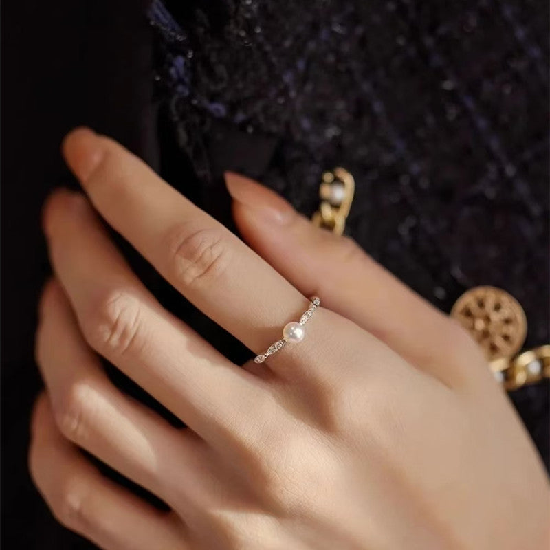 stackable freshwater pearl ring minimalist design