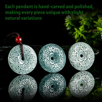 Certified Natural Blue Water Jade Pendant Necklace – Hand-Carved Vintage Design | Authentic Jadeite Jewelry