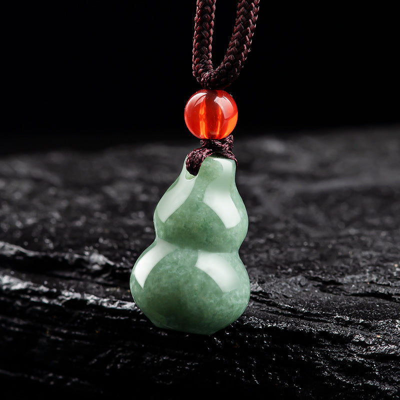 Authentic jade gourd pendant feng shui amulet for prosperity