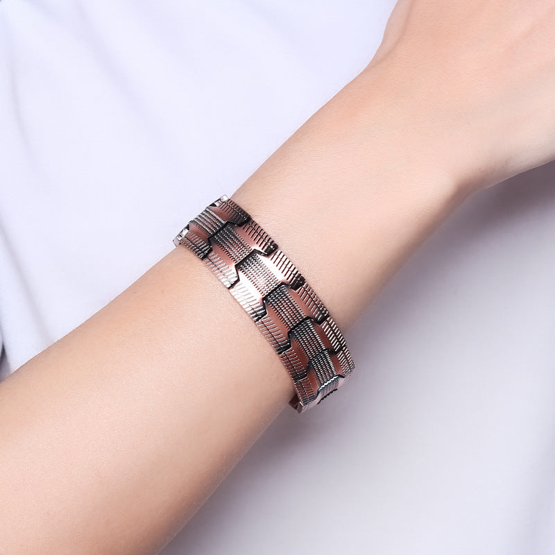 Men’s 3-Row Magnetic Pure Red Copper Bracelet