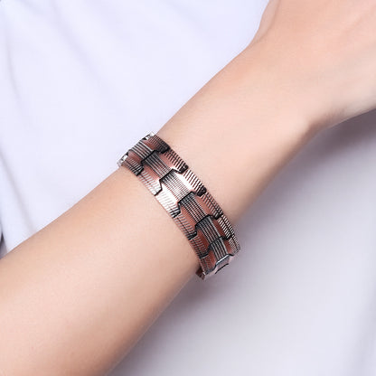 Men’s 3-Row Magnetic Pure Red Copper Bracelet