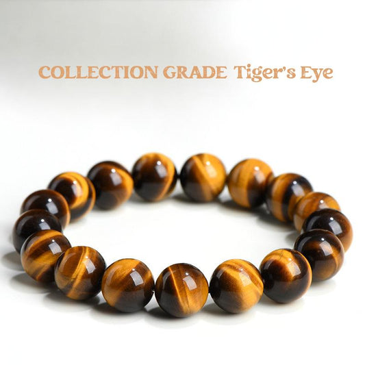 COLLECTION GRADE Lightning Gold Natural Tiger’s Eye Bracelet – Premium Gemstone Beads