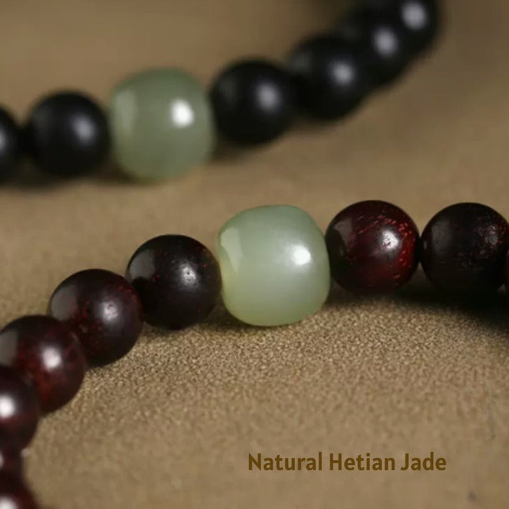 Natural Hetian Jade & Sandalwood Bracelet – Serenity & Balance