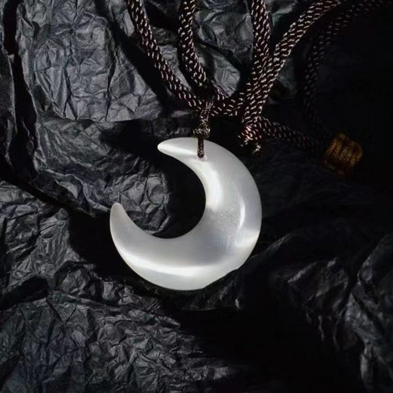 Moon Necklace - Cat's Eye Pendant & Silver Obsidian Pendant