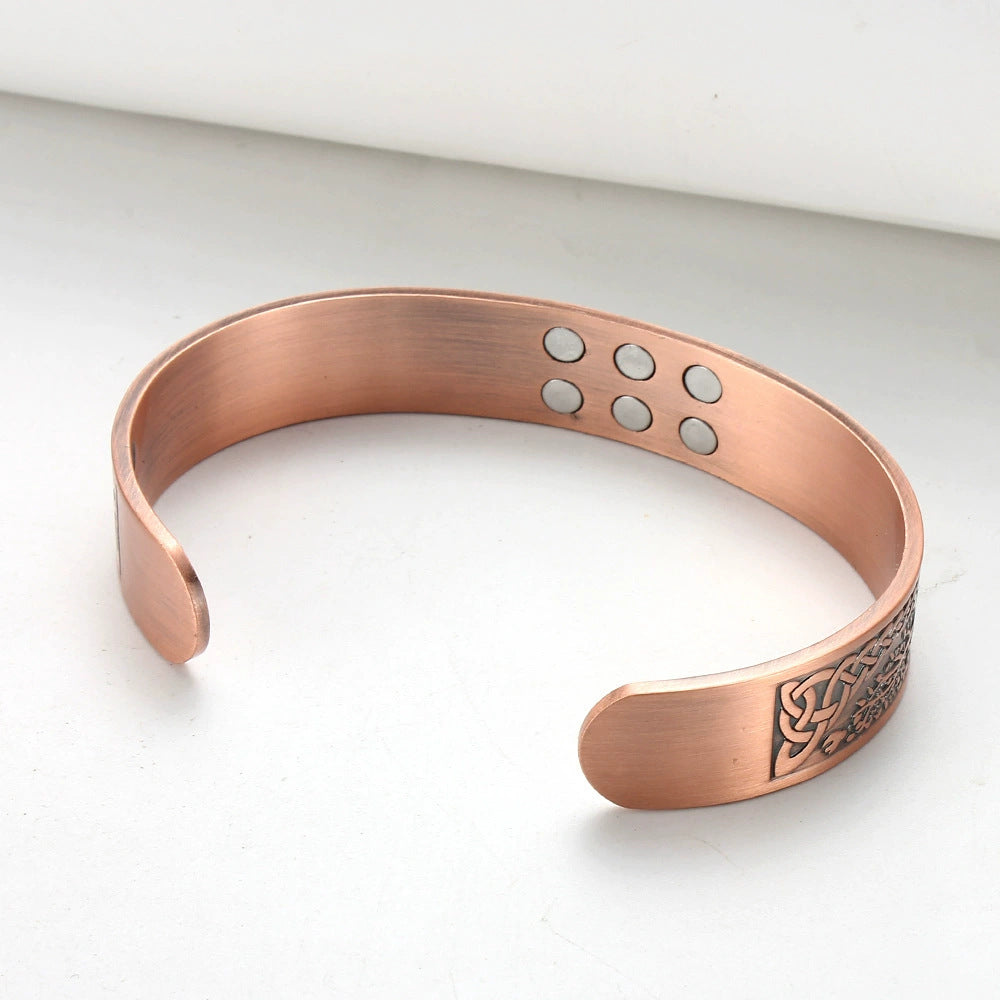 99.99% Pure Red Copper Tree of Life Magnetic Bracelet – Healing & Balance