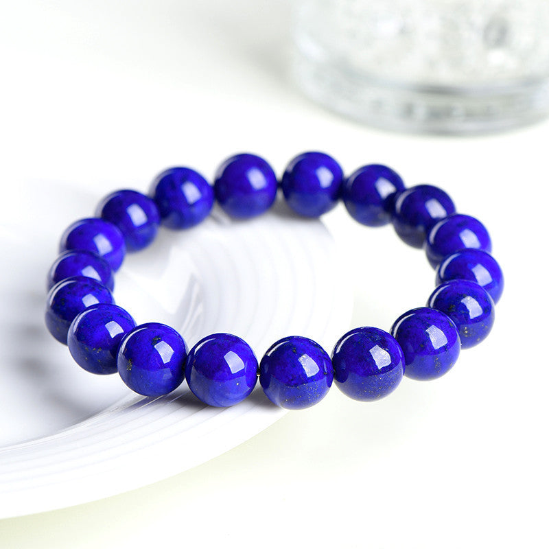 natural 5A grade lapis lazuli bead bracelet premium blue gemstone