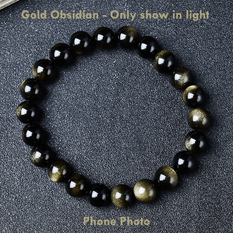 Natural Double Eye Obsidian Bracelet – Gold & Silver Black Obsidian