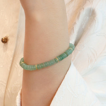 Natural Green Aventurine Bracelet – Flat Slice Beads for Luck & Prosperity