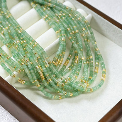 Natural Aventurine and Gold Bead Necklace – Luxury and Luck