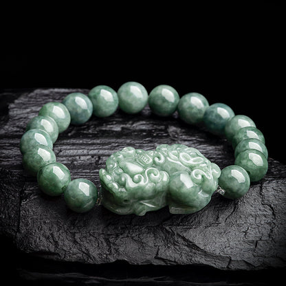 Grade A Natural Jade Pixiu Bracelet - Prosperity & Protection