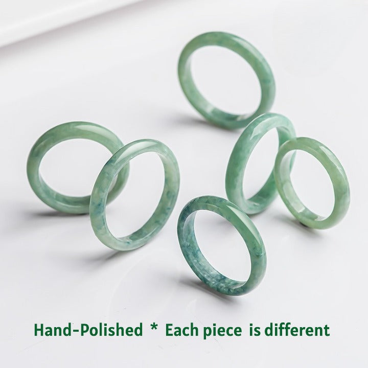 Certified Grade A Jadeite Jade Ring – Natural Green Jade Thin Band