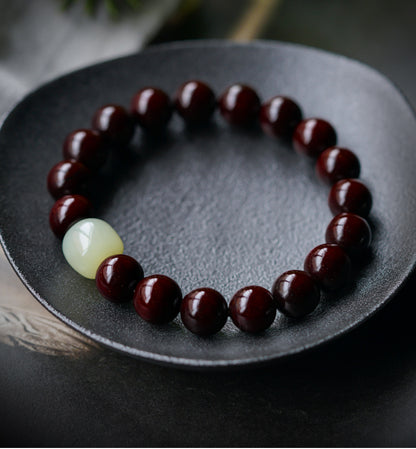 Hetian Nephrite Jade & Sandalwood Bracelet - Serenity & Balance