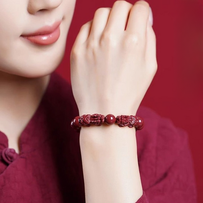 High-content cinnabar beads shimmering red bracelet