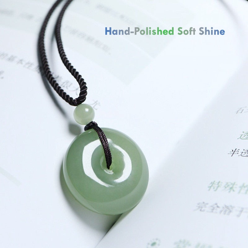 Premium Certified Hetian Jade Donut Necklace – Authentic Natural Jade Pendant