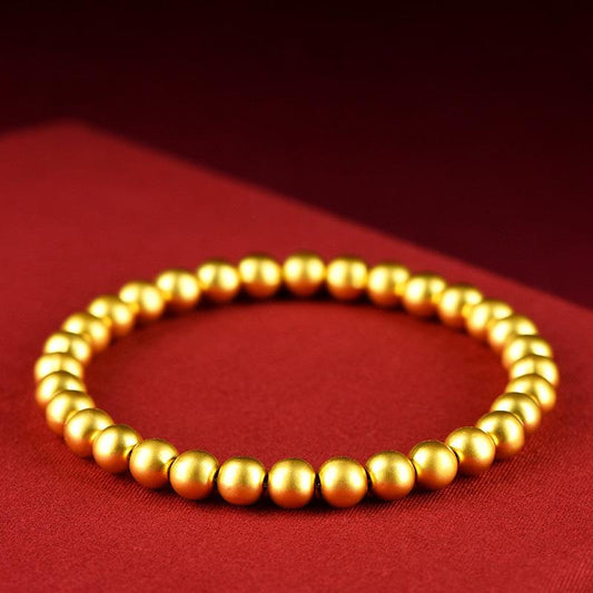 Golden Copper Beads Bracelet – Premium Matte Finish for Energy & Wellness