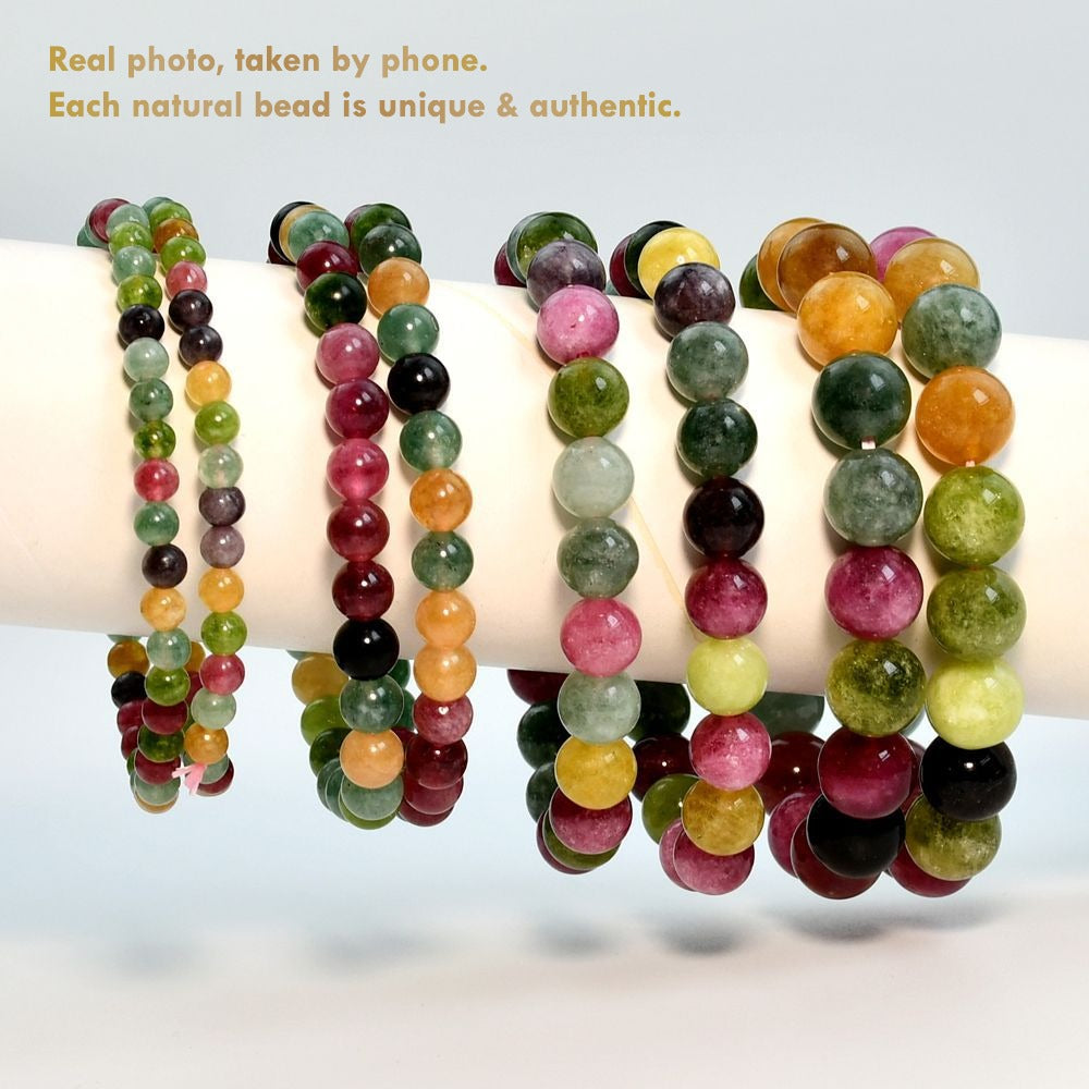 Natural Brazil Tourmaline Bracelet – Multicolor Healing Crystal Jewelry