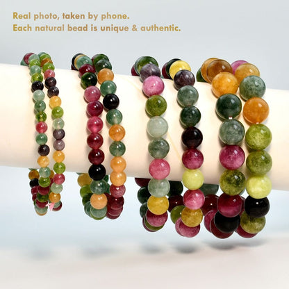 Natural Brazil Tourmaline Bracelet – Multicolor Healing Crystal Jewelry