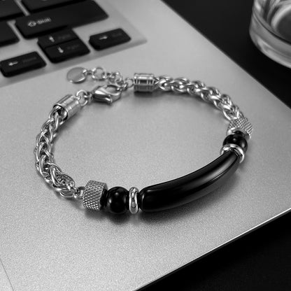 Titanium Tiger’s Eye Bracelet – Natural Stone Men’s Protection Jewelry