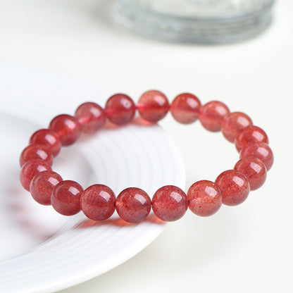 Natural 7A Grade Strawberry Quartz Bracelet – Pink Transparent Gemstone