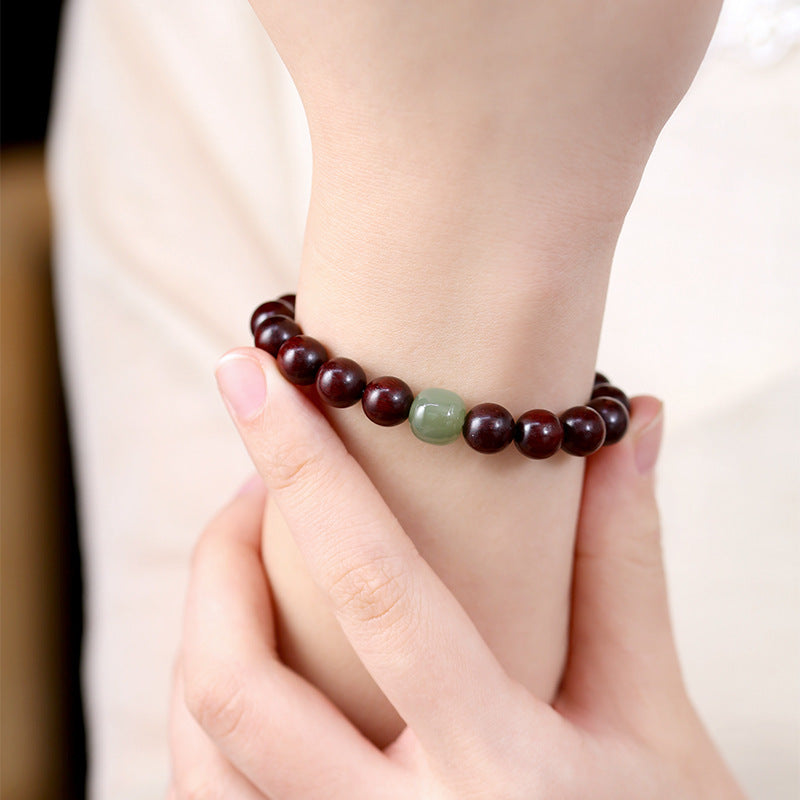 Hetian Nephrite Jade & Sandalwood Bracelet - Serenity & Balance