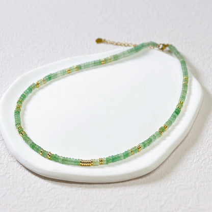 Natural Aventurine and Gold Bead Necklace – Luxury and Luck