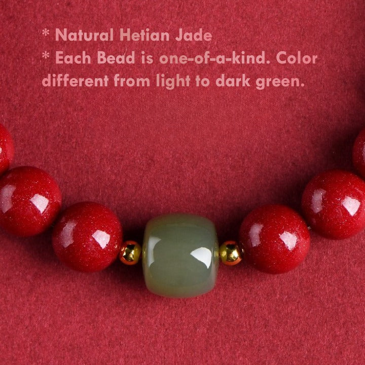 Cinnabar Jade Healing Bracelet for Protection & Balance