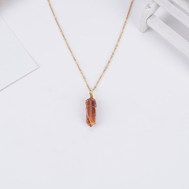 Carnelian Raw Stone Necklace - Vitality, Courage, and Motivation