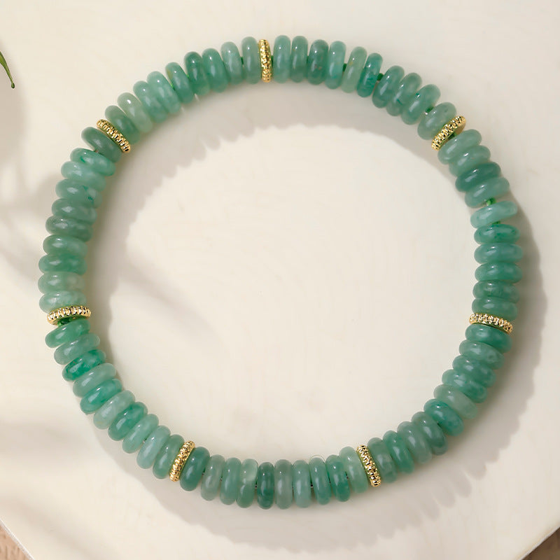 Natural Green Aventurine Bracelet – Flat Slice Beads for Luck & Prosperity