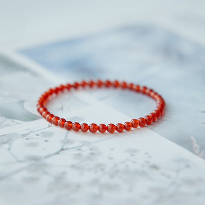 Ice-Transparent Carnelian Bracelet – 4mm Natural Red Agate Beads