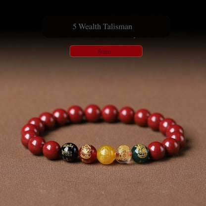 90% High Content 5 Wealth Amulet Talisman Red Cinnabar Bracelet