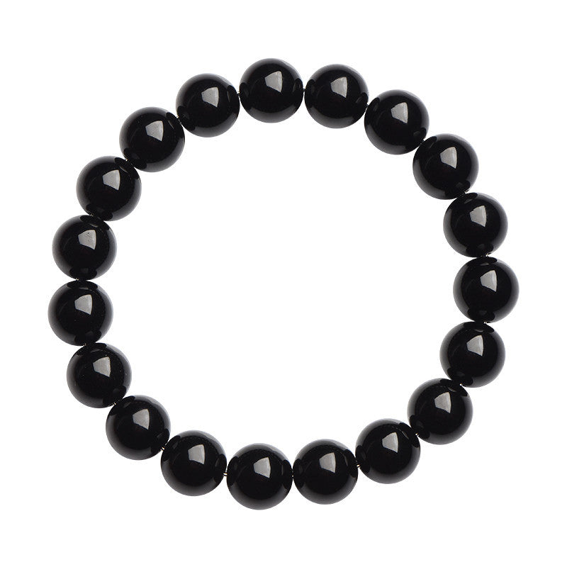 Natural Pure Black Obsidian Bracelet – Protection & Grounding Beads
