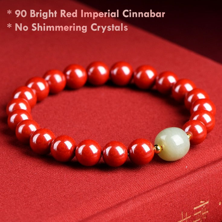 Handmade Feng Shui Energy Bracelet with 90 Red Cinnabar Beads