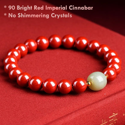 Handmade Feng Shui Energy Bracelet with 90 Red Cinnabar Beads