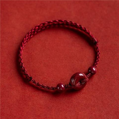 Adjustable red string bracelet with natural cinnabar donut bead – Feng Shui jewelry