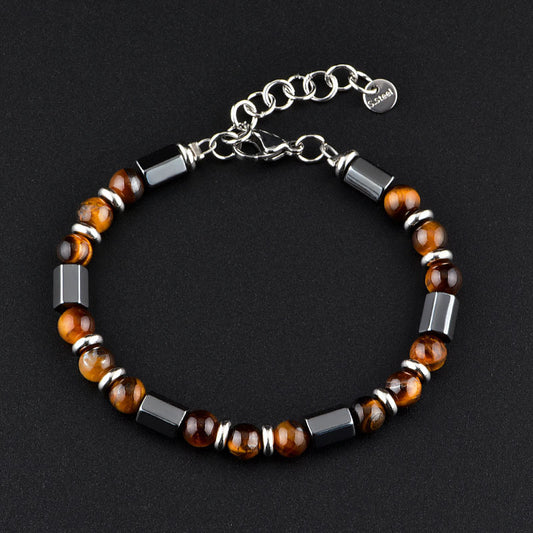Hematite & Tiger’s Eye Titanium Bracelet – Men’s Strength & Protection