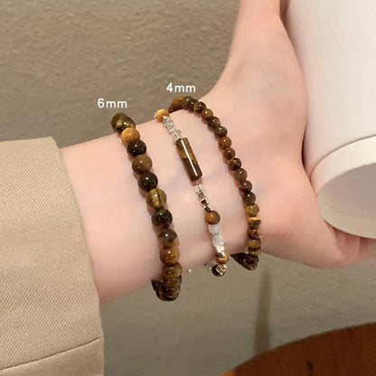 Natural Tiger's Eye Bracelet Set – 4mm 6mm 8mm Beads | Mix & Match Healing Jewelry