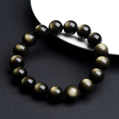 Natural Double Eye Obsidian Bracelet – Gold & Silver Black Obsidian