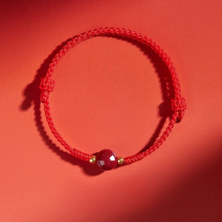 High-Content Cinnabar Red String Bracelet – Handmade Luck & Protection
