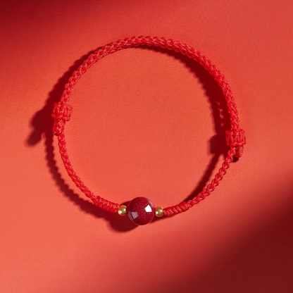 High-Content Cinnabar Red String Bracelet – Handmade Luck & Protection