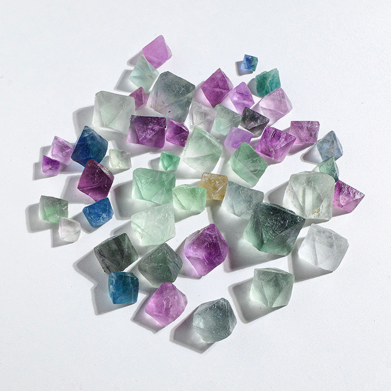 Natural Rainbow Fluorite Octahedron Crystals – Raw Healing Stones for Energy Cleansing & Décor