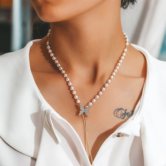 Shell Beads Butterfly Necklace – Transformation & Positive Energy
