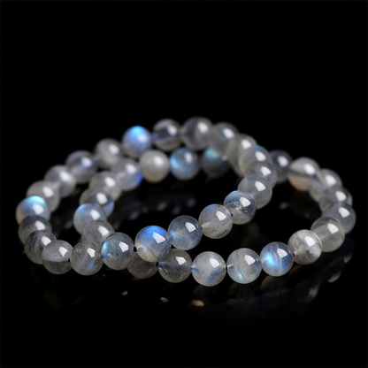 Natural Blue Flash Grey Moonstone Bracelet – Labradorite Effect Glow Jewelry
