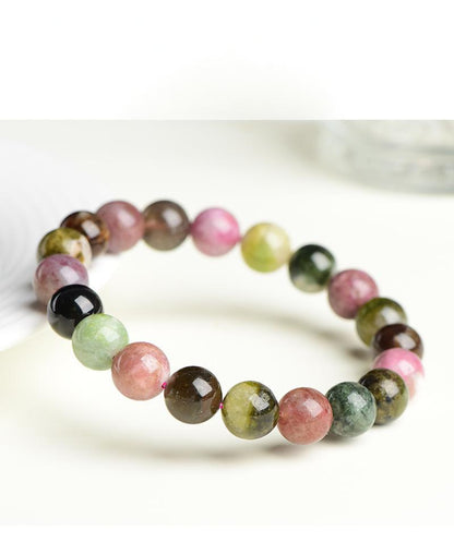 Natural Old Mine Tourmaline Bracelet – Rare Multicolor Wish Stone Beads