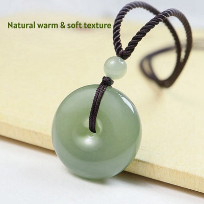 Premium Certified Hetian Jade Donut Necklace – Authentic Natural Jade Pendant